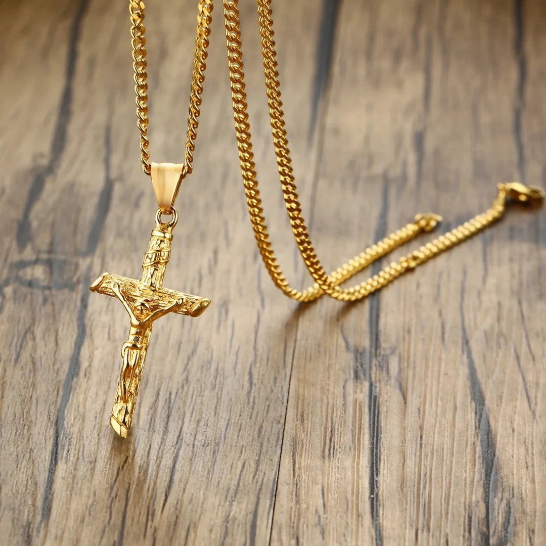 Stainless Steel Cross Necklace Jesus Pendant