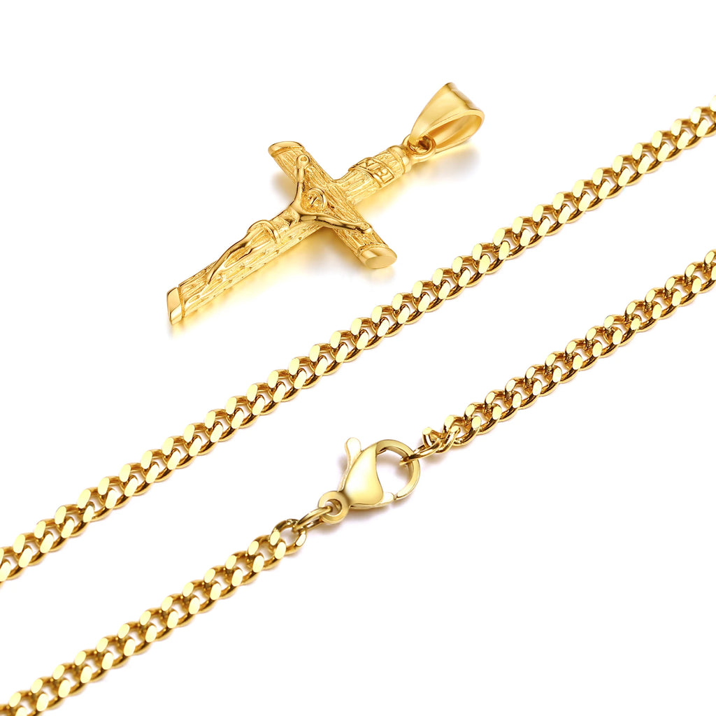 Stainless Steel Cross Necklace Jesus Pendant