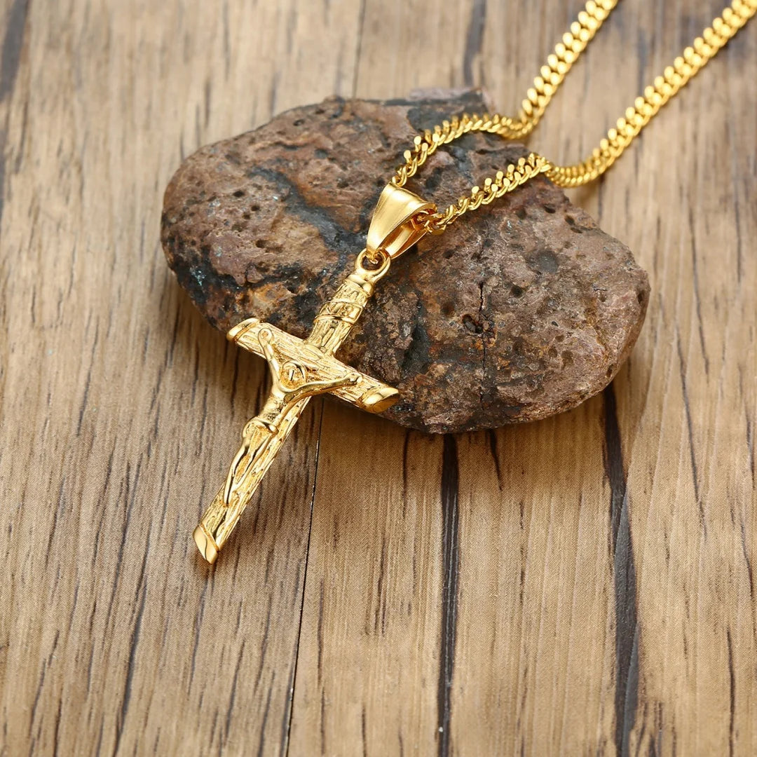 Stainless Steel Cross Necklace Jesus Pendant