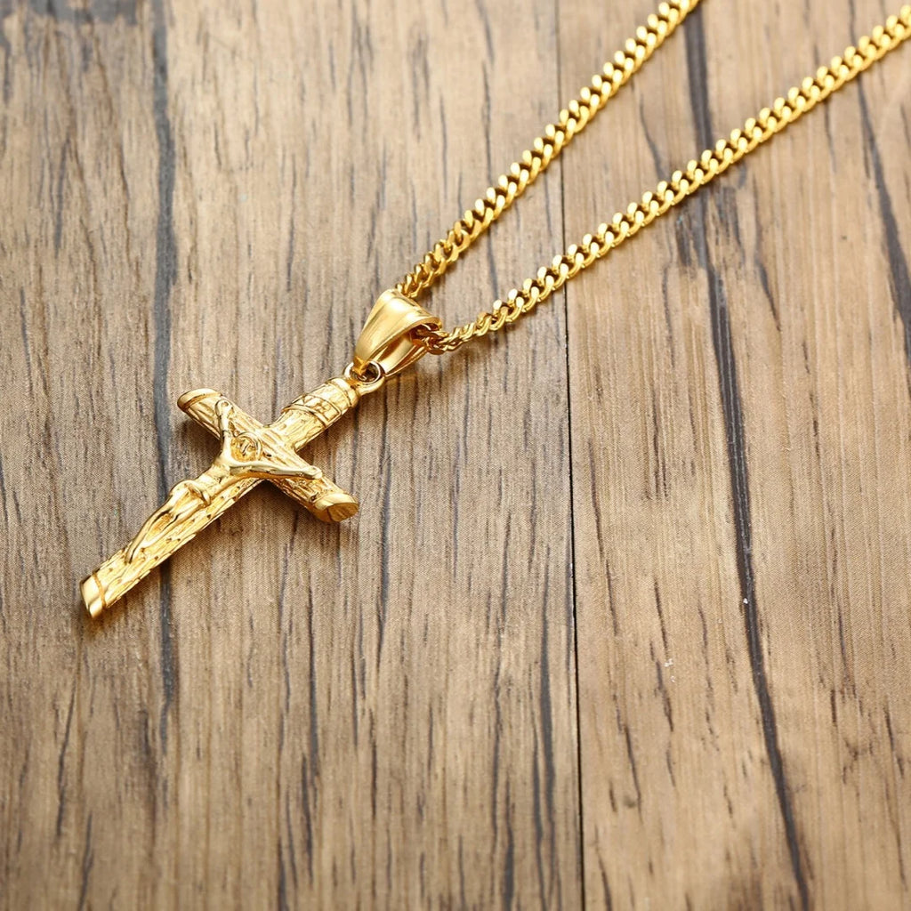 Stainless Steel Cross Necklace Jesus Pendant
